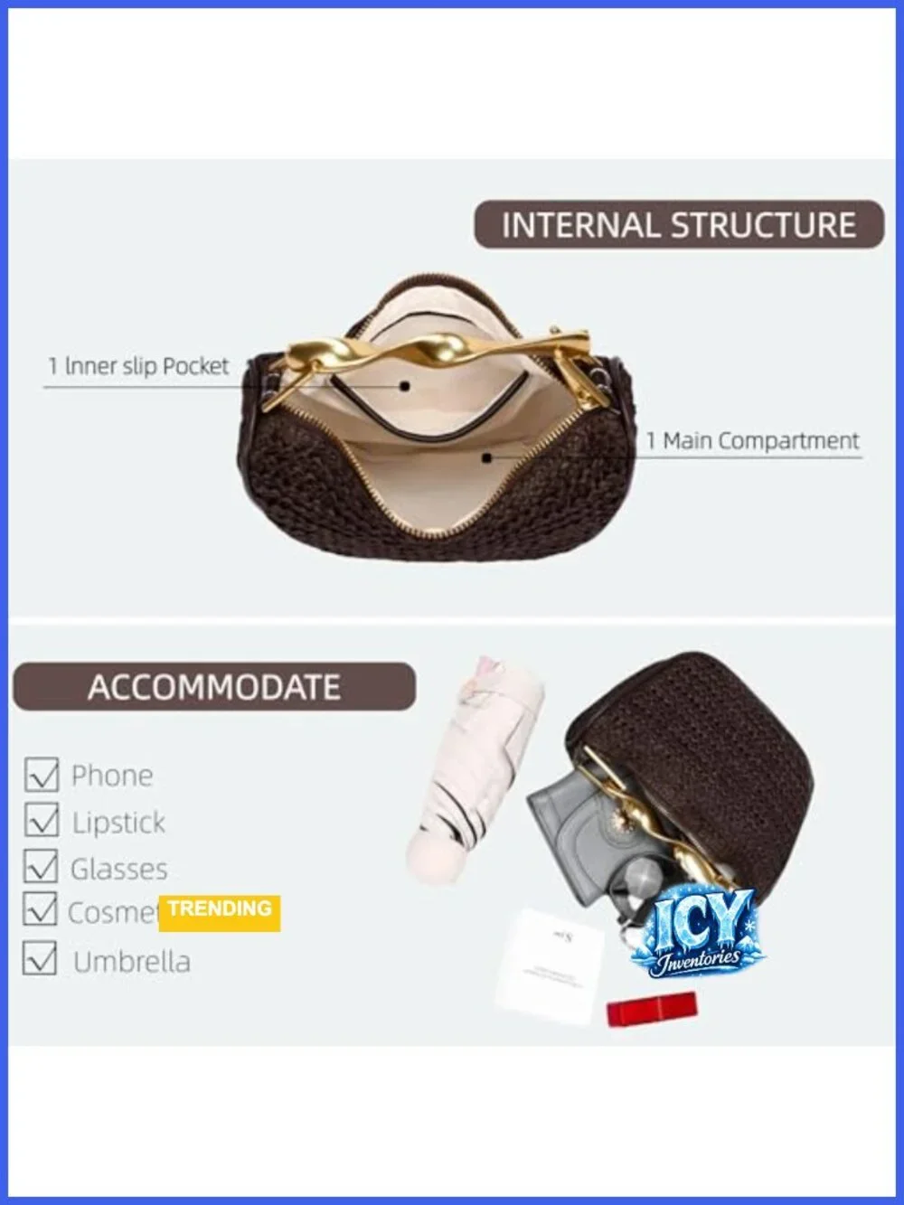 Straw Clutch Purse - Evening Woven Crossbody Shoulder Bag Handbag